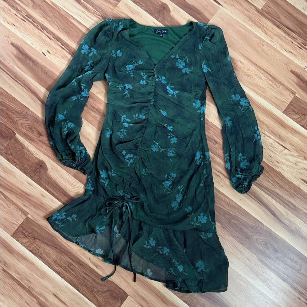 Emory Park Teal Floral V-Neck Dress
